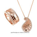 Conjunto de joyas huecas para el anillo de plata de platino rosa (S0040PY)